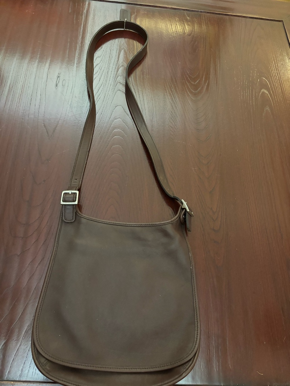 Vintage Coach Dark Brown Leather Janice Legacy Flap Crossbody Bag 9950